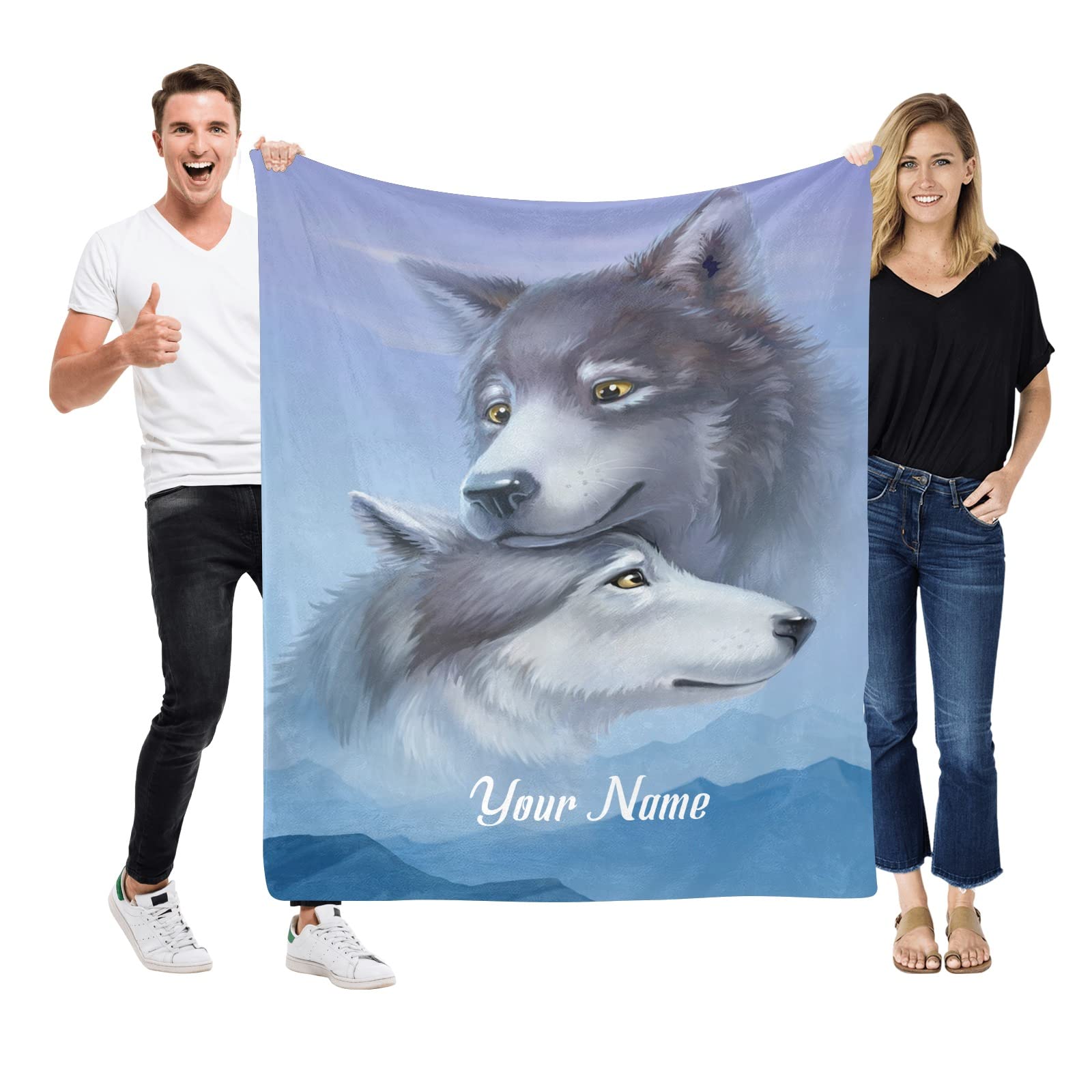 Personalized Baby Blanket with Name - Soft Fleece Swaddling Blanket 30x40 Inches for Newborns, Boys, Girls, Kids & Pets - Nursery, Milestone Gift, Wolf Design - Perfect for Cuddling, Photography & Special Occasions
