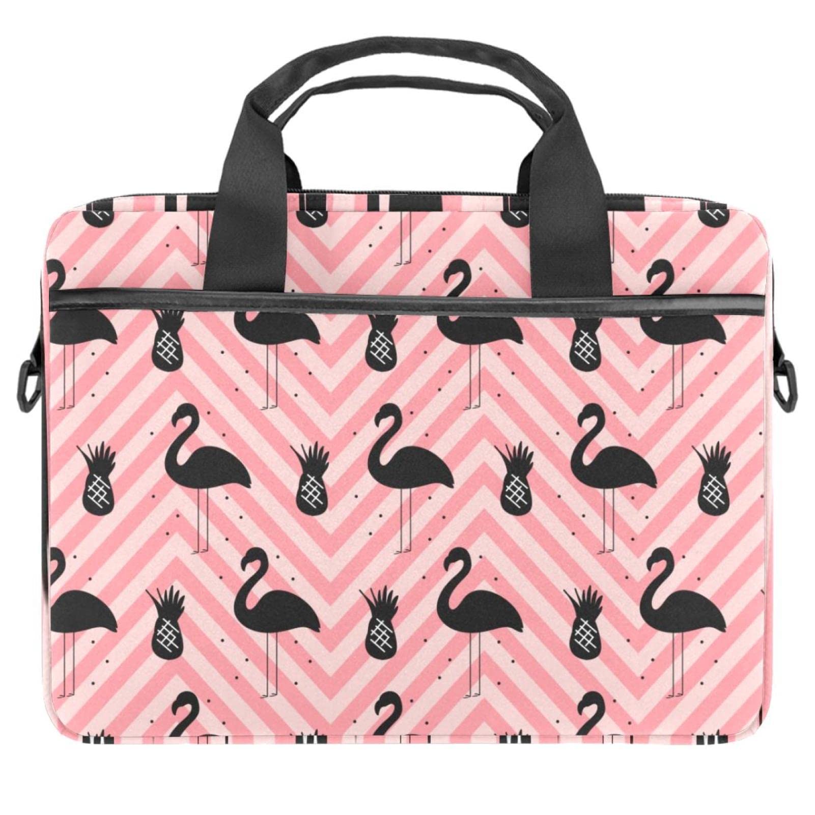 Stylish Unisex Laptop Messenger Bag for 14 Inch Notebook - Durable Shoulder Bag for Women & Men with Summer Flamingo Pineapple Design - Perfect for Work, Travel & College Commute
