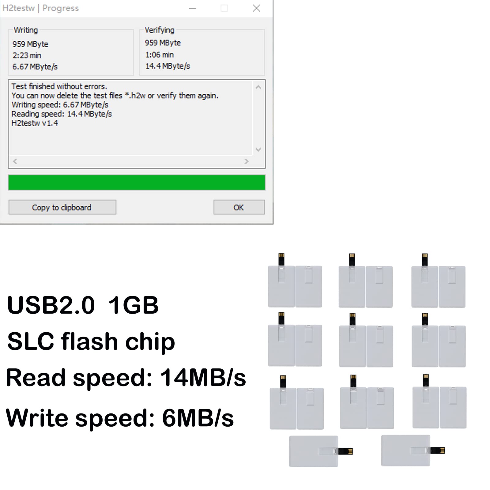 1GB USB Flash Drives 100 Pack - Credit Card Size Thumb Drives, No Logo - Bulk USB Memory Sticks for Business, School, Data Storage & Gifts