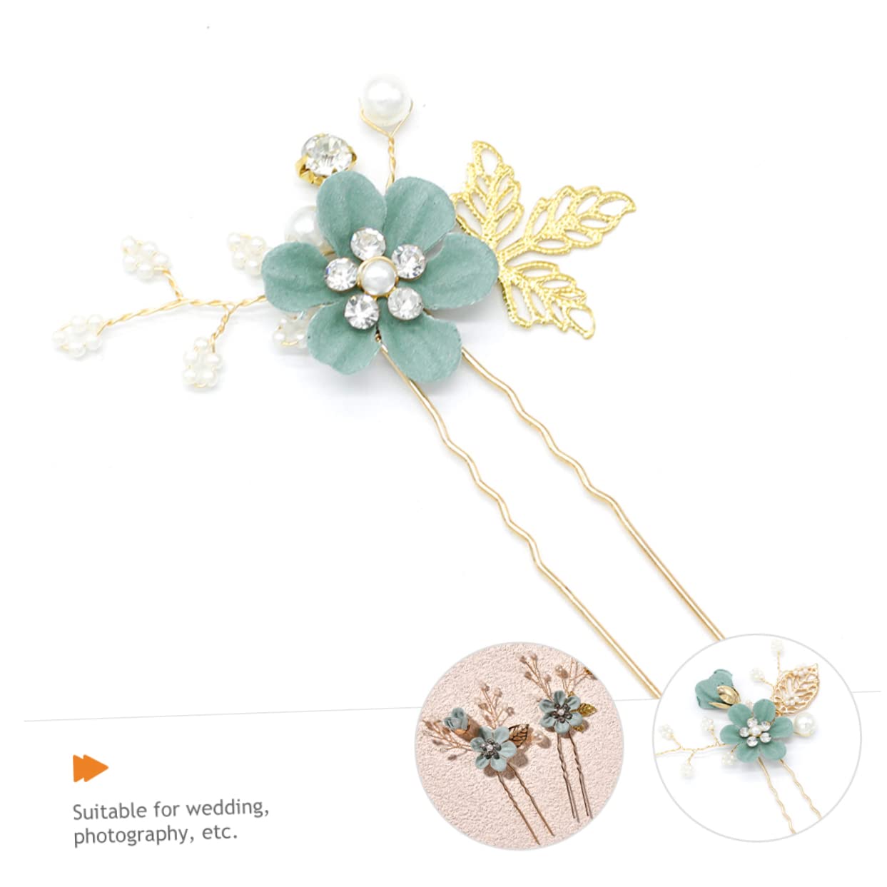 ABOOFAN 10 Pcs Rhinestone Bridal Hairpins - Rose Gold U-Shaped Wedding Hair Barrettes for Women - Perfect for Bridal Parties, Prom, and Formal Events