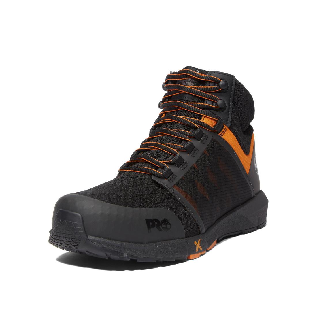 Radius Composite Toe Work Boots for Men - Black/Orange Safety Shoes - Lightweight & Comfortable for Construction, Warehouse & Outdoor Work