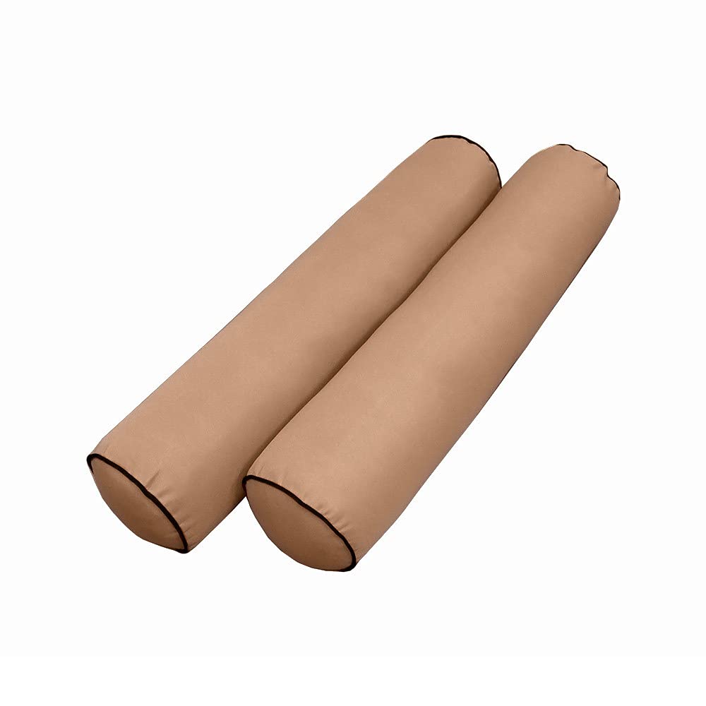 SLIPCOVER ONLY | S5 Outdoor Daybed Mattress Bolster Pillow Cushion Covers with Contrast Pipe Trim - Twin-XL Size (AD104) | Perfect for Patio Furniture, Poolside Lounging & Garden Daybeds