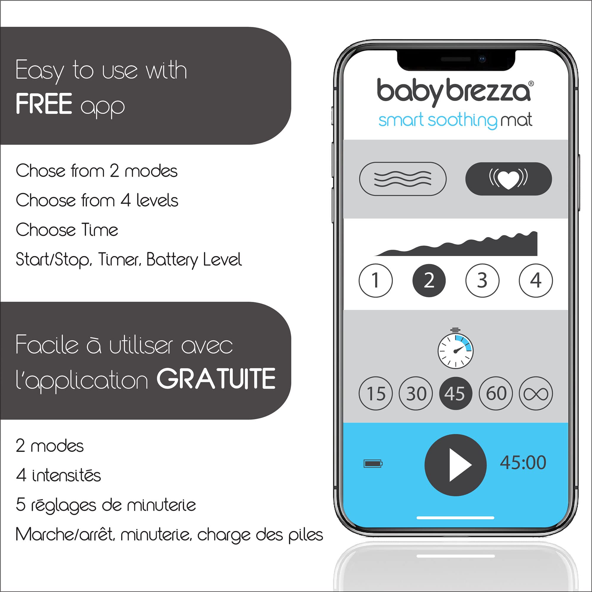 Baby Brezza Smart Soothing Mat - Vibrating Baby Mat with Calming Sounds & Gentle Vibrations for Newborns 0-12 Months, Grey - Perfect for Nursery, Bedtime & Soothing Fussy Babies to Sleep