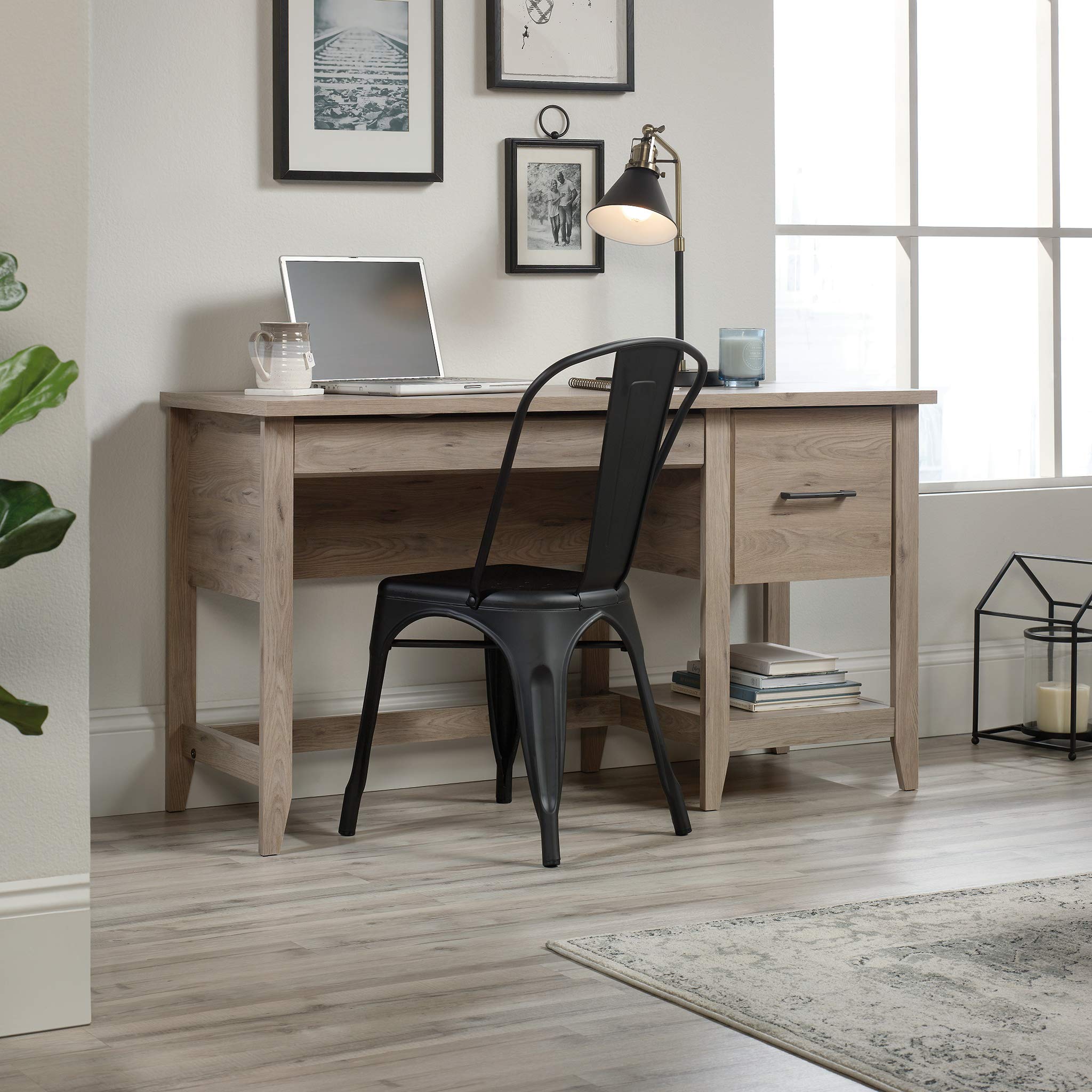 Sauder Summit Station Desk - Laurel Oak Finish | Modern Home Office Desk for Work & Study | Durable Writing Desk with Storage