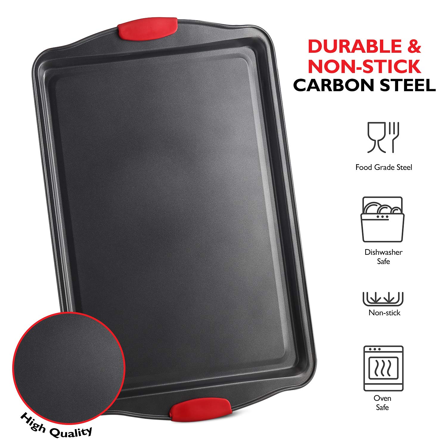 Eatex 15-Piece Nonstick Bakeware Set - Includes Muffin Pan, Cake Pan & Cookie Sheets - Premium Steel Baking Sheets for Oven - Comes with Kitchen Utensils - Black - Perfect for Home Baking, Holiday Cooking & Professional Pastry Making