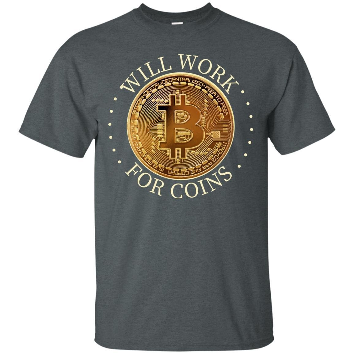 GoneBold Bitcoin T-Shirt for Men - Crypto Enthusiast Gift - Will Work For Coins - Perfect for Bitcoin Conferences, Crypto Meetups & Casual Wear