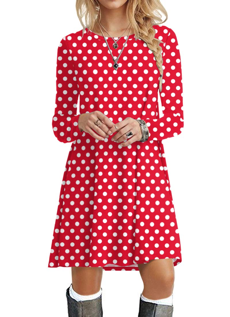 POPYOUNG Women's Long Sleeve T-Shirt Dress - Casual Swing Dress for Everyday Wear | Perfect for Work, Date Night & Weekend Outings