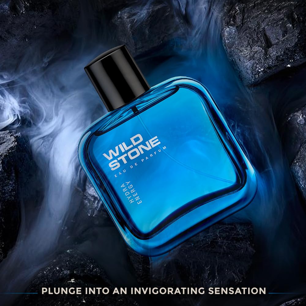 Wild Stone Hydra Energy Cologne for Men - 50ml Eau de Toilette Spray - Long Lasting Fresh Fragrance for Day & Night Wear - Gym, Office & Date Night Scents