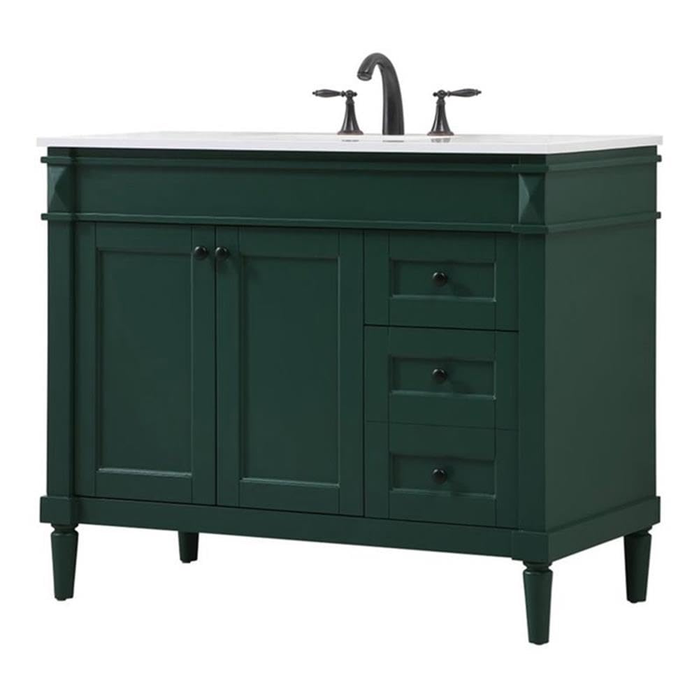 42 Inch Modern Bathroom Vanity with Sink - Elegant Green Storage Cabinet for Bathroom Organization | Perfect for Small Spaces, Powder Rooms & Home Decor