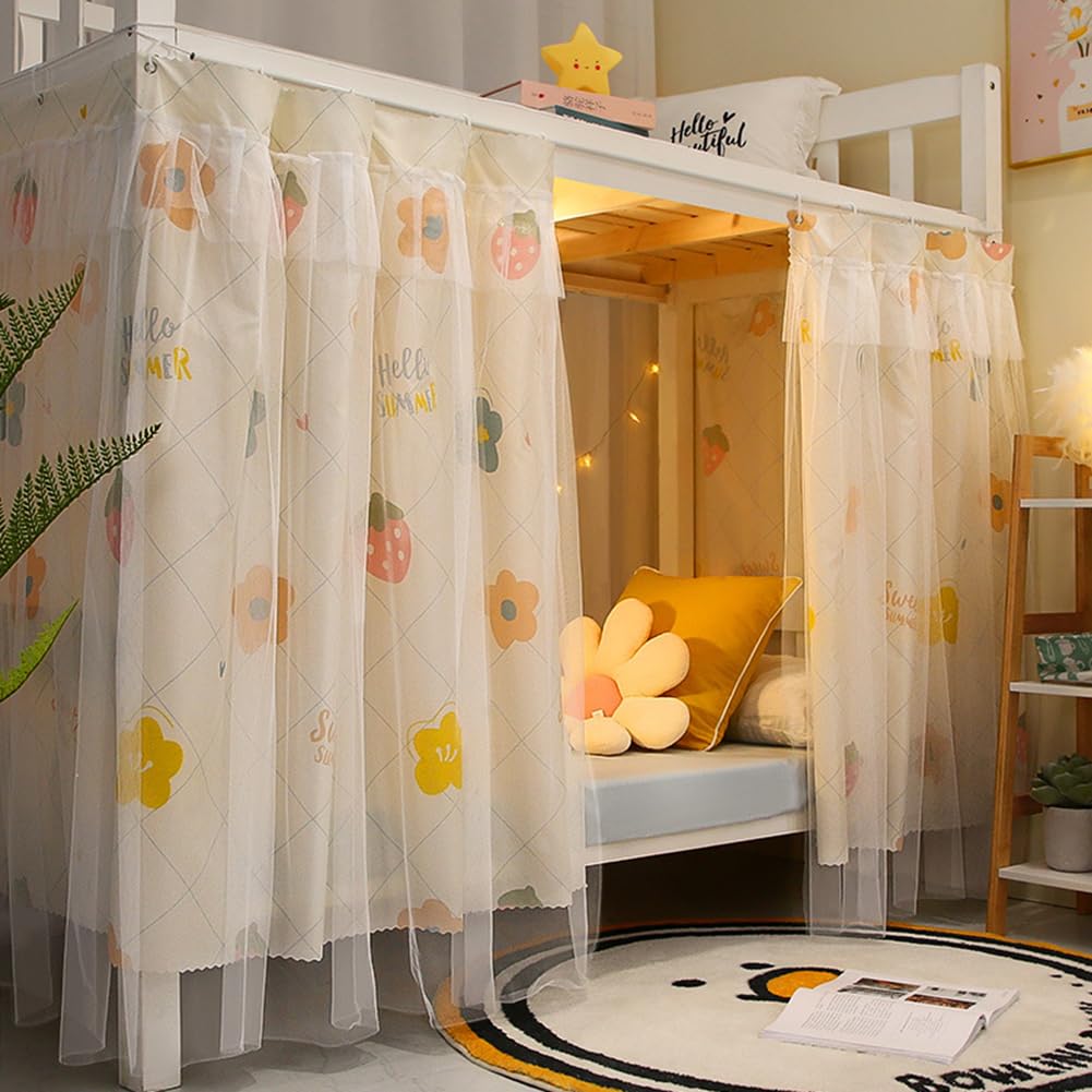 HAOZAIKEJI Blackout Bed Curtains for Bottom Bunk - Single Bed Tent Canopy with Dustproof Design, Dorm Room Privacy Drapes for College Students | Perfect for Loft Beds, Dormitories & Small Spaces