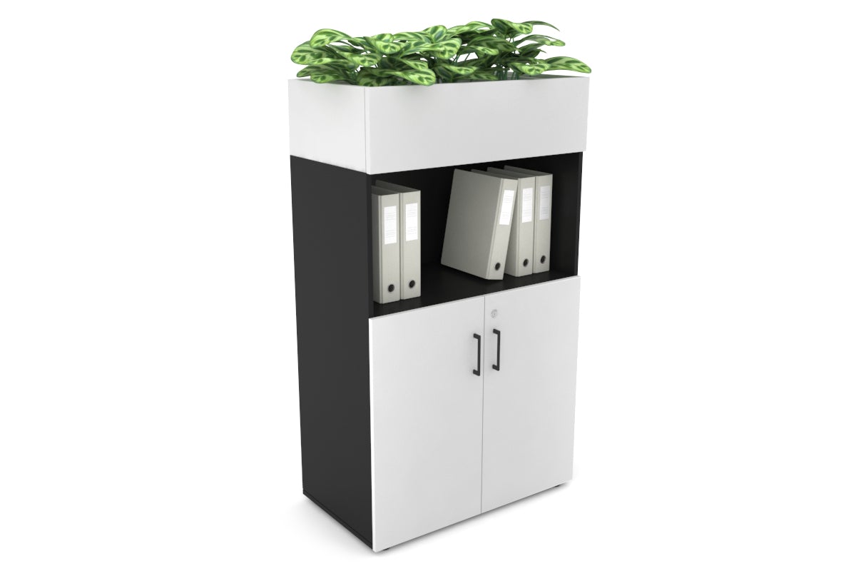 Medium Storage Cabinet with Small Doors and Planter Box - 31.5