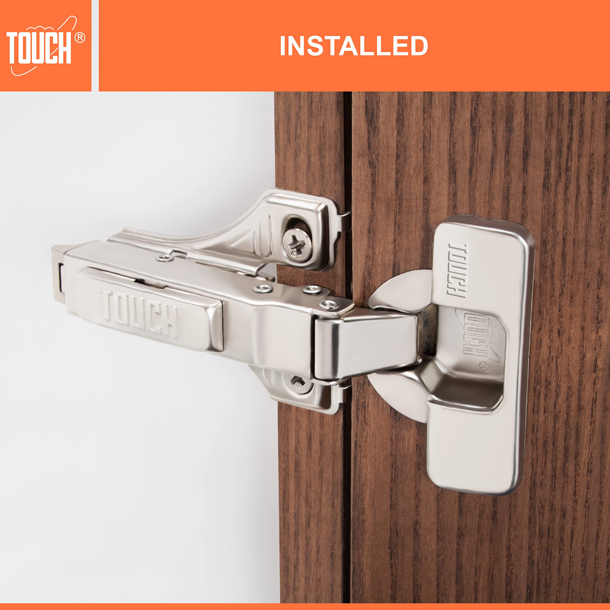 TOUCH Euro Style Cabinet Hinges - 20 Pairs (40 PCS) 1/2 Inch Face Frame Soft Close Nickel Plated Steel Hinges for Kitchen Cabinets, Bathroom Vanities & Furniture Installation