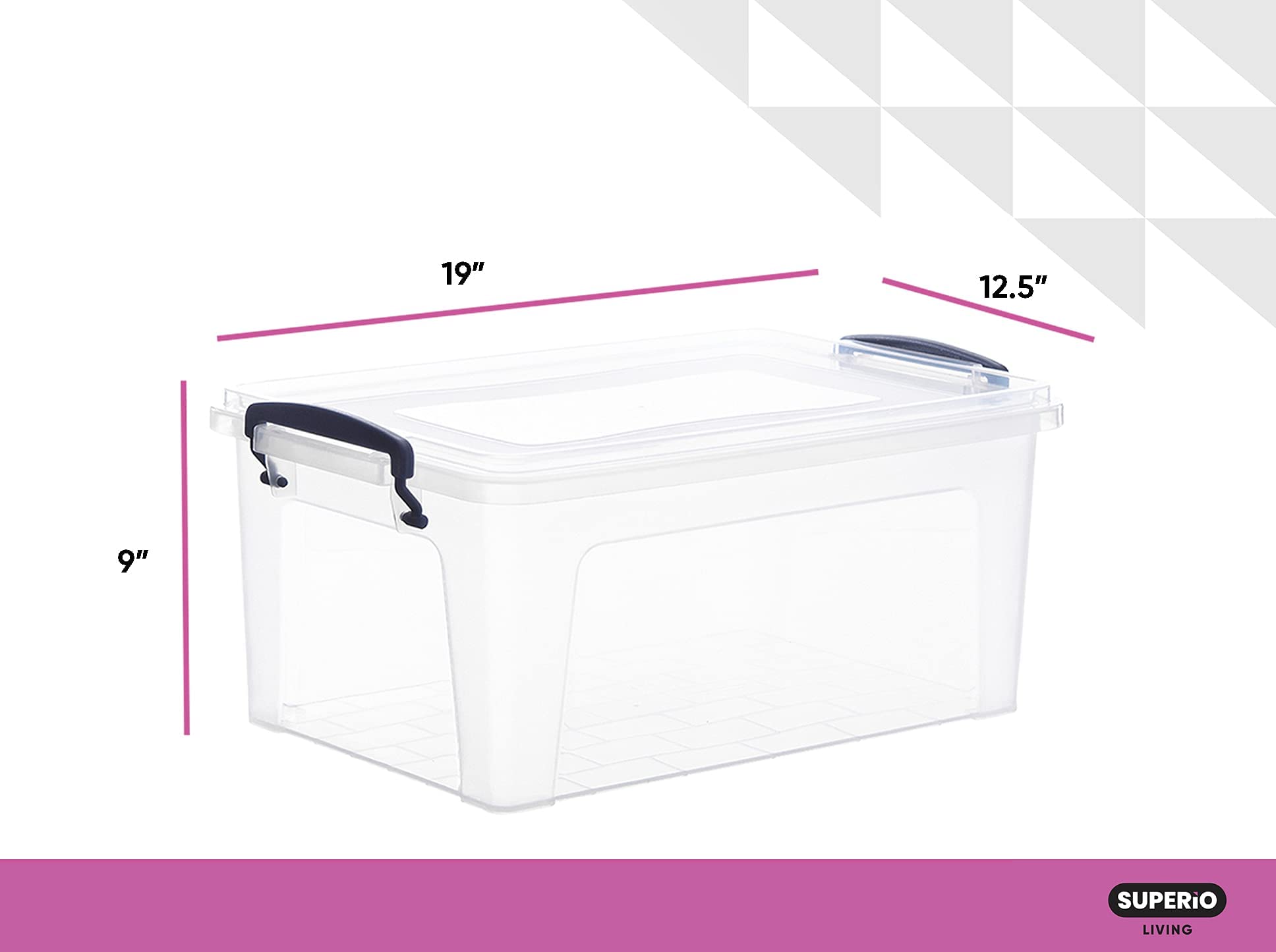 Superior Clear Plastic Storage Boxes with Lids - 12 Pack 28.5 Quart BPA Free Stackable Organizing Bins for Home, Office, School & Dorm - Perfect for Closet Organization, Toy Storage & Pantry Containers