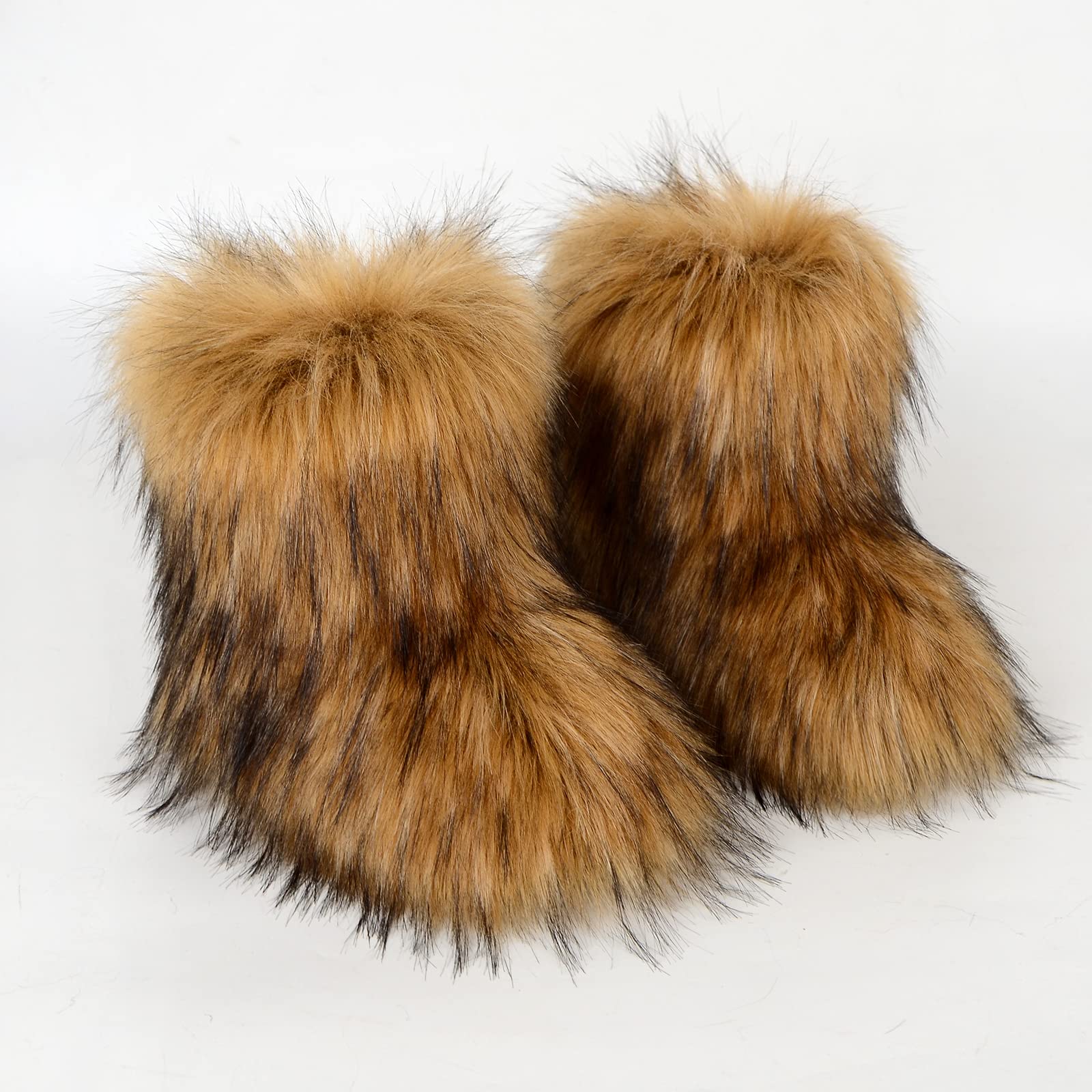 QMFUR Kids Winter Snow Boots for Girls & Boys - Furry Fluffy Suede Faux Fur Mid-Calf Boots with Comfortable Flat Sole | Warm Waterproof Outdoor Boots for Snow Play, Winter Hiking & Cold Weather Activities