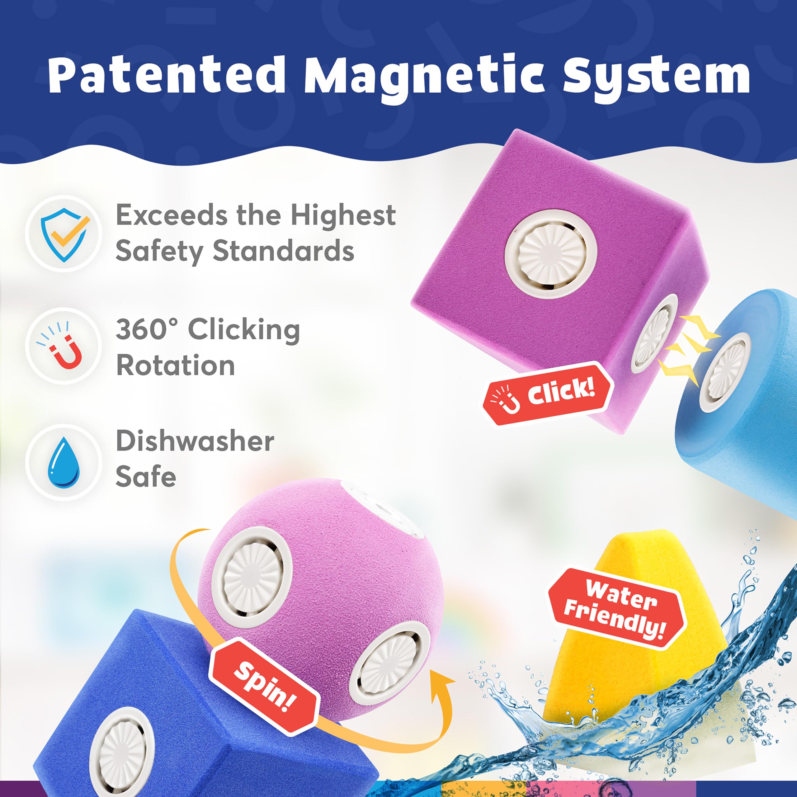 Magnetic Foam Bath Building Blocks - 50-Piece STEM Learning Toys for Kids Ages 3-5, Waterproof Bathtub & Sensory Play Toys, Safe Non-Toxic Preschool Educational Toys for Toddlers | Perfect for Bath Time, Classroom & Indoor Play Activities