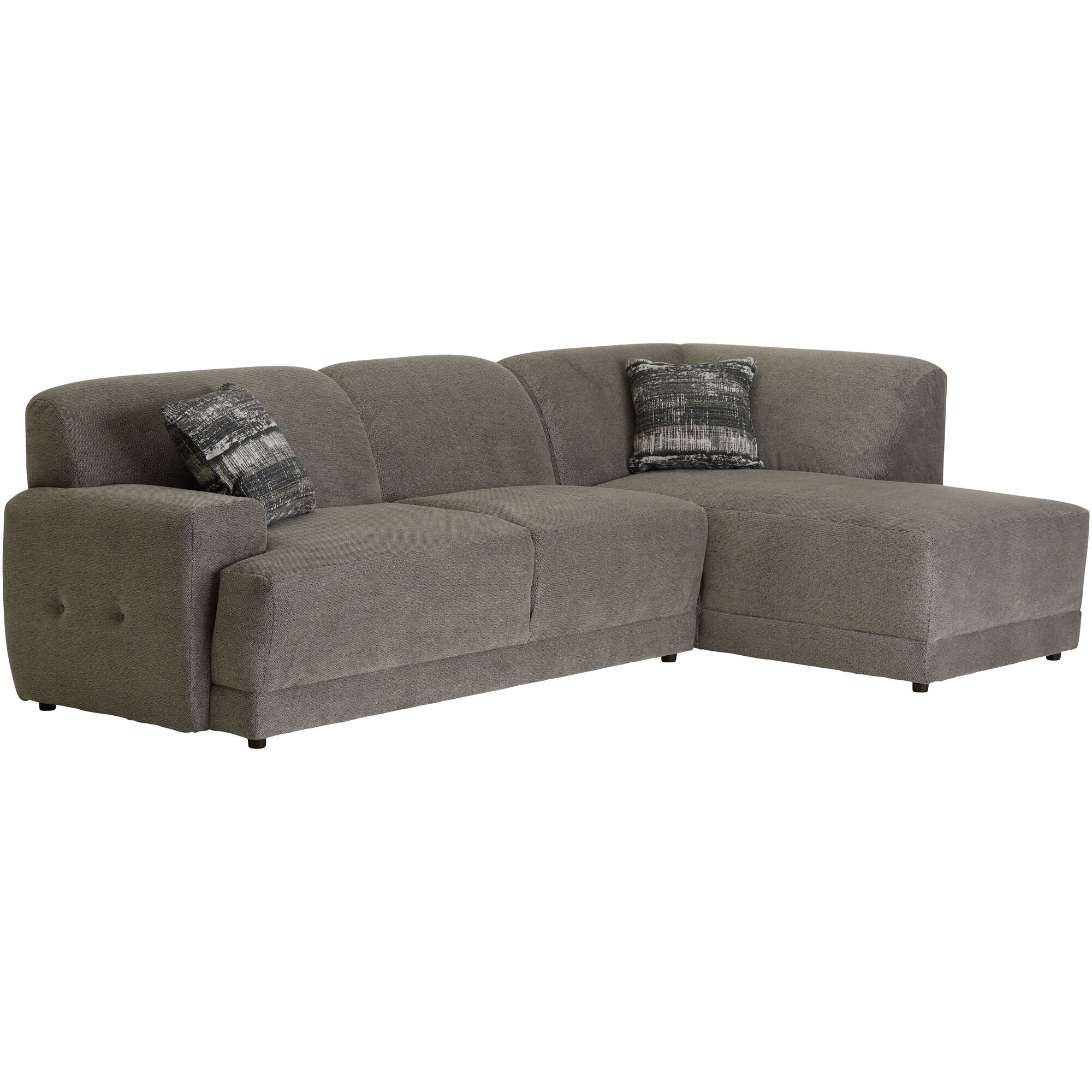 Delvin 2-Piece Right Chaise Sofa Set - Modern Sectional Couch with Reversible Chaise Lounge for Living Room, Family Room & Apartment - Comfortable Upholstered Fabric Sofa with Pillows