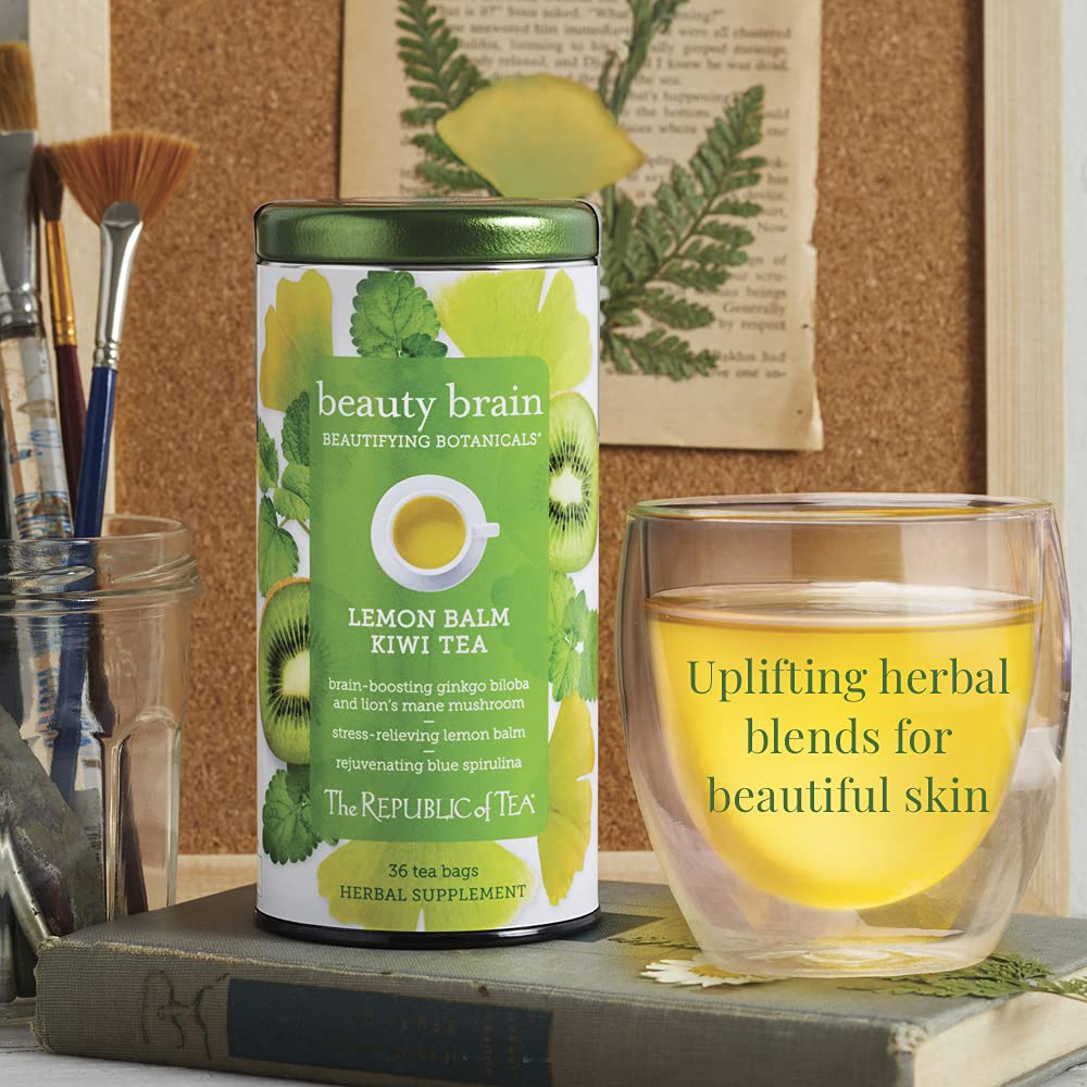 The Republic of Tea Beautifying Botanicals Beauty Brain Herbal Tea - 250 Tea Bags | Antioxidant-Rich Blend for Glowing Skin & Mental Clarity | Perfect for Morning Rituals & Self-Care Moments