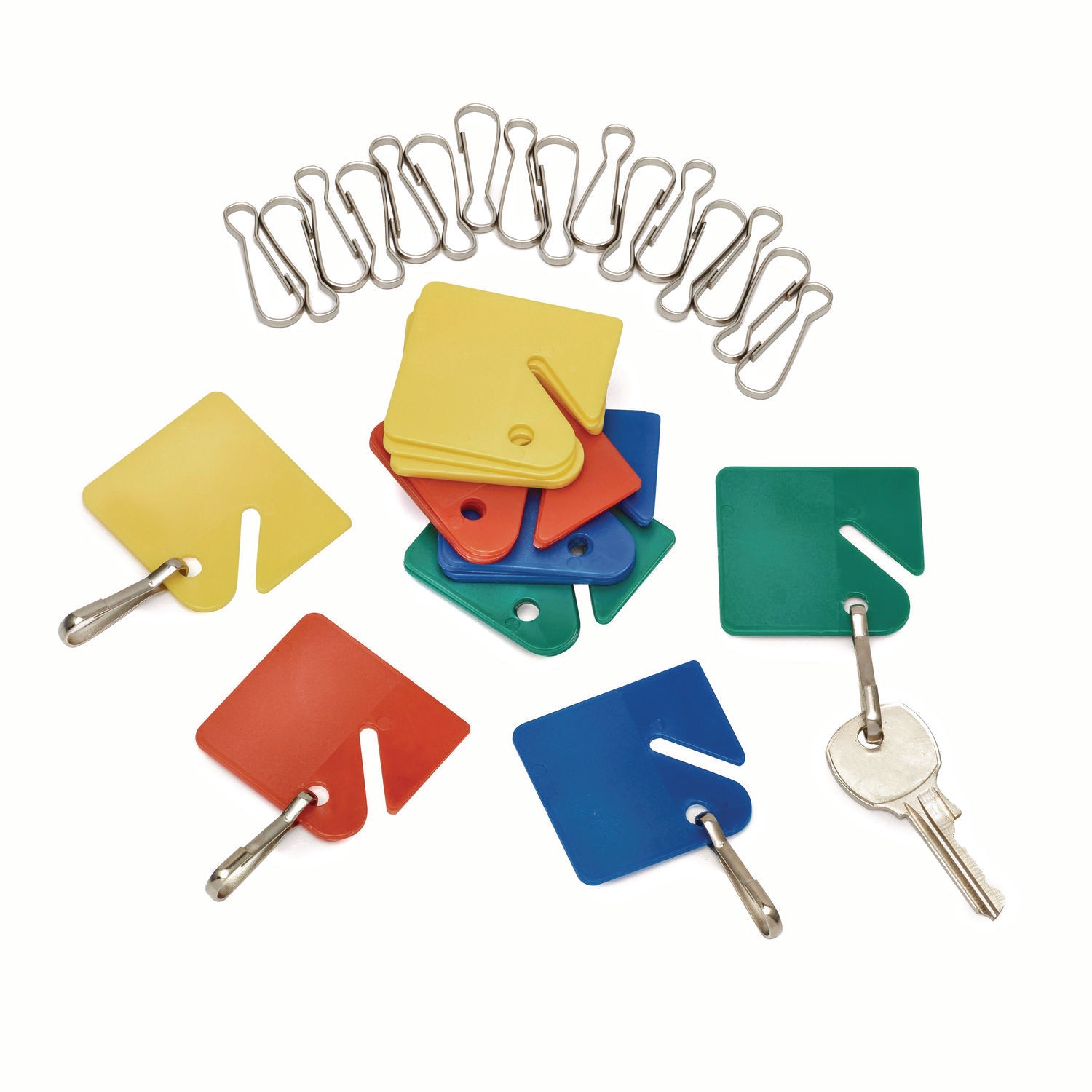 AdirOffice Plastic Key Tags for Identification - 20-Pack, Assorted Colors - Perfect for Office, Retail, and Event Organization