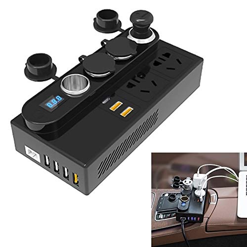 200W Car Power Inverter 12V/24V to 220V AC with 6 USB Ports & QC3.0 Fast Charger - Pure Sine Wave Converter for RV, Truck, Camping, Travel & Emergency Power Supply