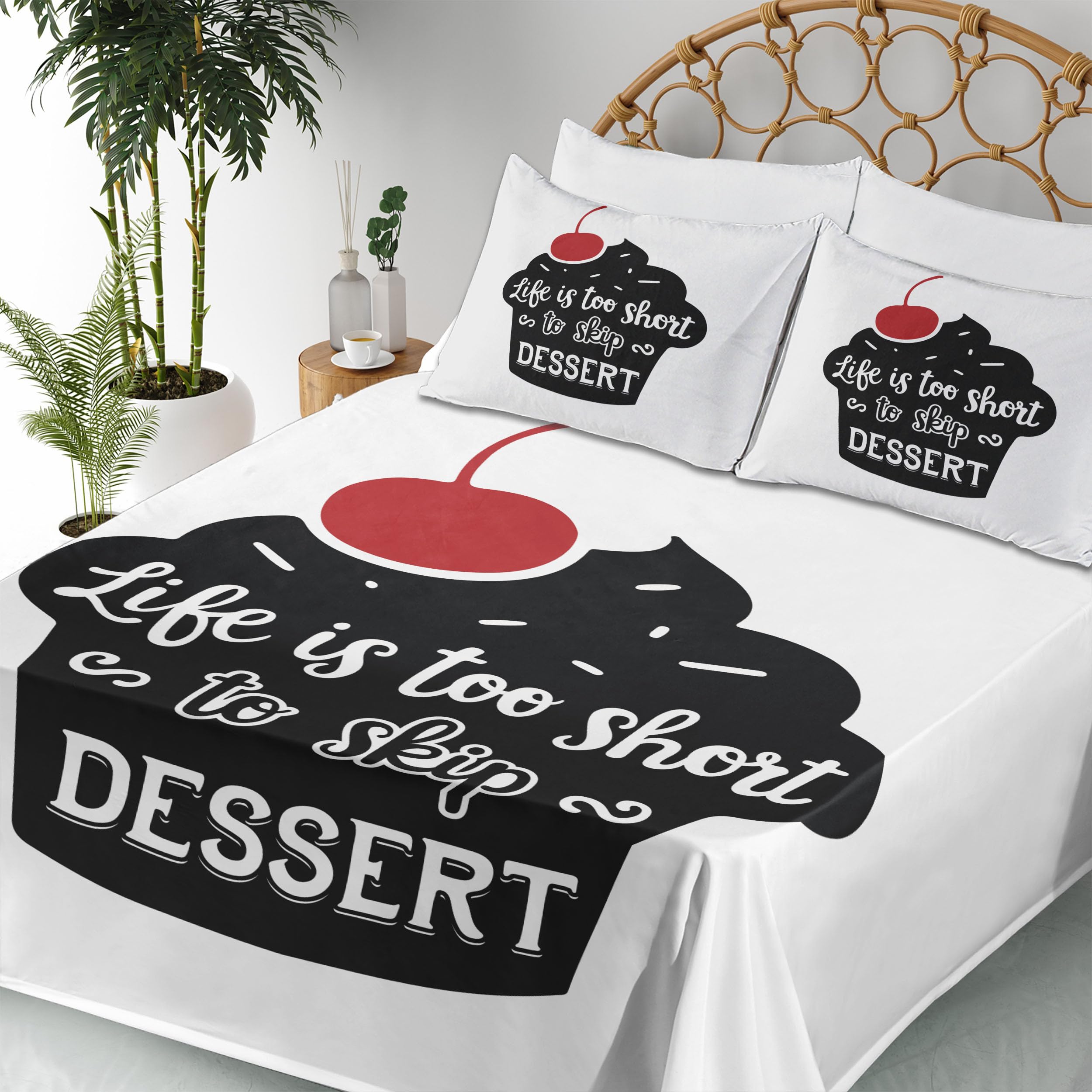 Ambesonne Dessert Themed 3-Piece Sheet Set - 