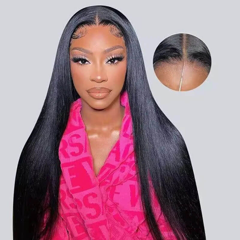 Eullair Glueless Straight Hair Wigs with Pre-Cut Lace 6x4 & 5x5 HD Closure - Beginner Friendly Human Hair Wigs for Everyday Wear & Special Occasions