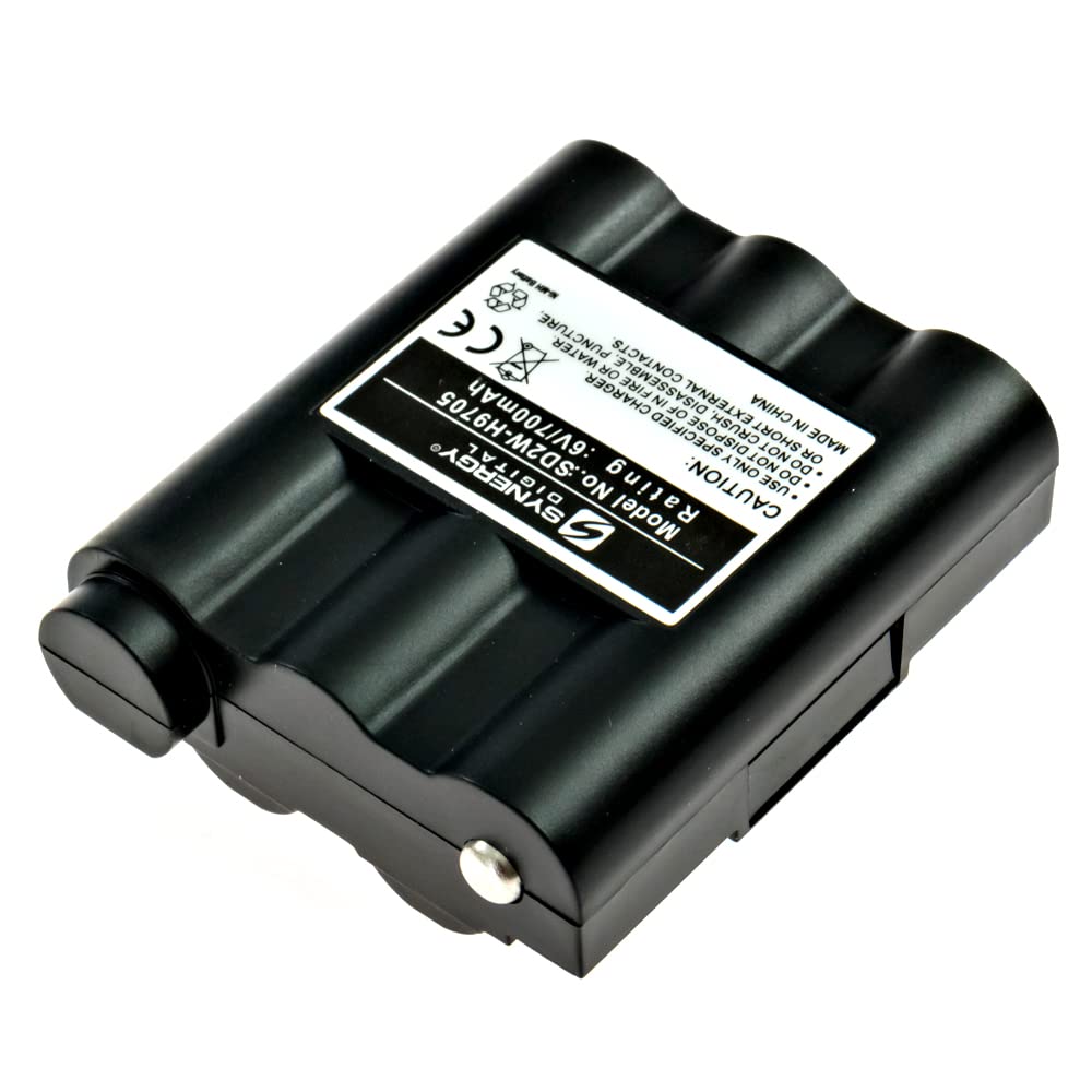 Synergy Digital 2-Way Radio Ni-MH Rechargeable Batteries (6V, 700mAh) - Compatible with Midland LXT305 Walkie Talkie & Replacement for Midland BATT5R Battery - 2-Pack for Outdoor Adventures, Construction Sites & Emergency Communication
