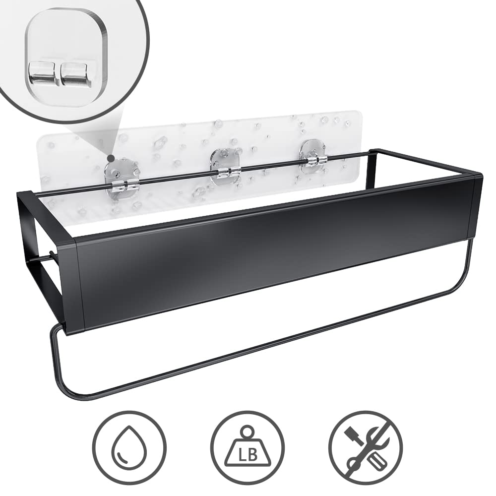2-Pack Strong Waterproof Shower Caddy Adhesive Hooks - Heavy Duty Sticky Wall Mount for Bathroom Shelves, Kitchen Racks & Storage Organizers - No Nails, Transparent Adhesive Pads - Perfect for Small Space Organization & Home Decor