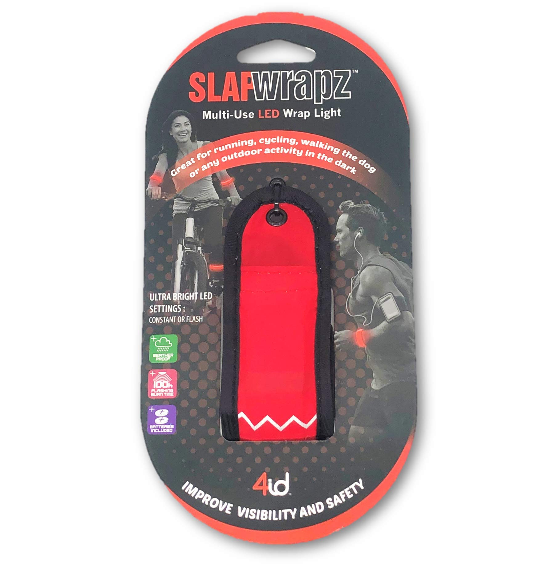 SlapWrapz Multi-Use LED Bracelet - Glow in The Dark Wristband for Parties, Raves, Concerts & Night Running - Rechargeable & Waterproof (Red)