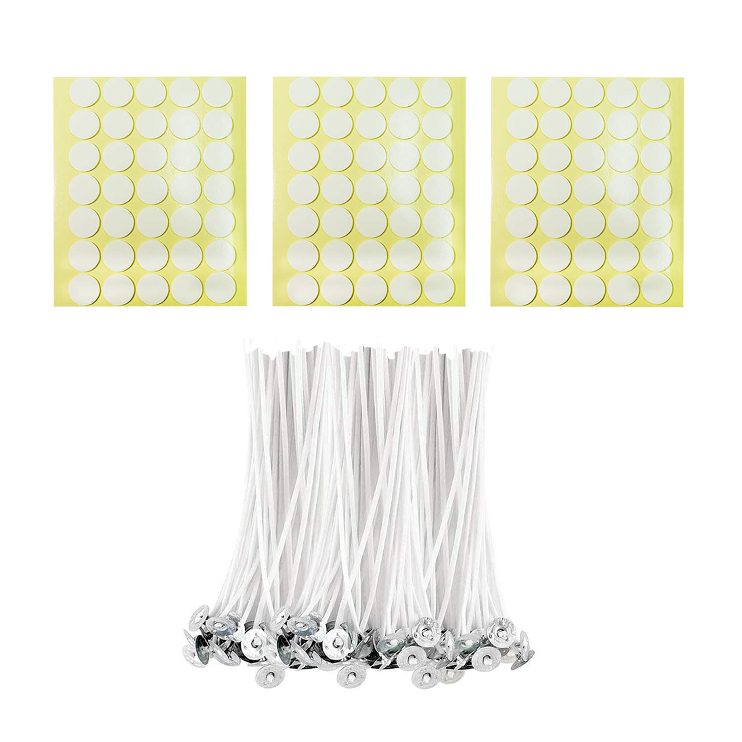 BEADNOVA 4 Inch Cotton Candle Wicks 100pcs with Stickers - DIY Candle Making Supplies for Home, Gifts, and Craft Projects