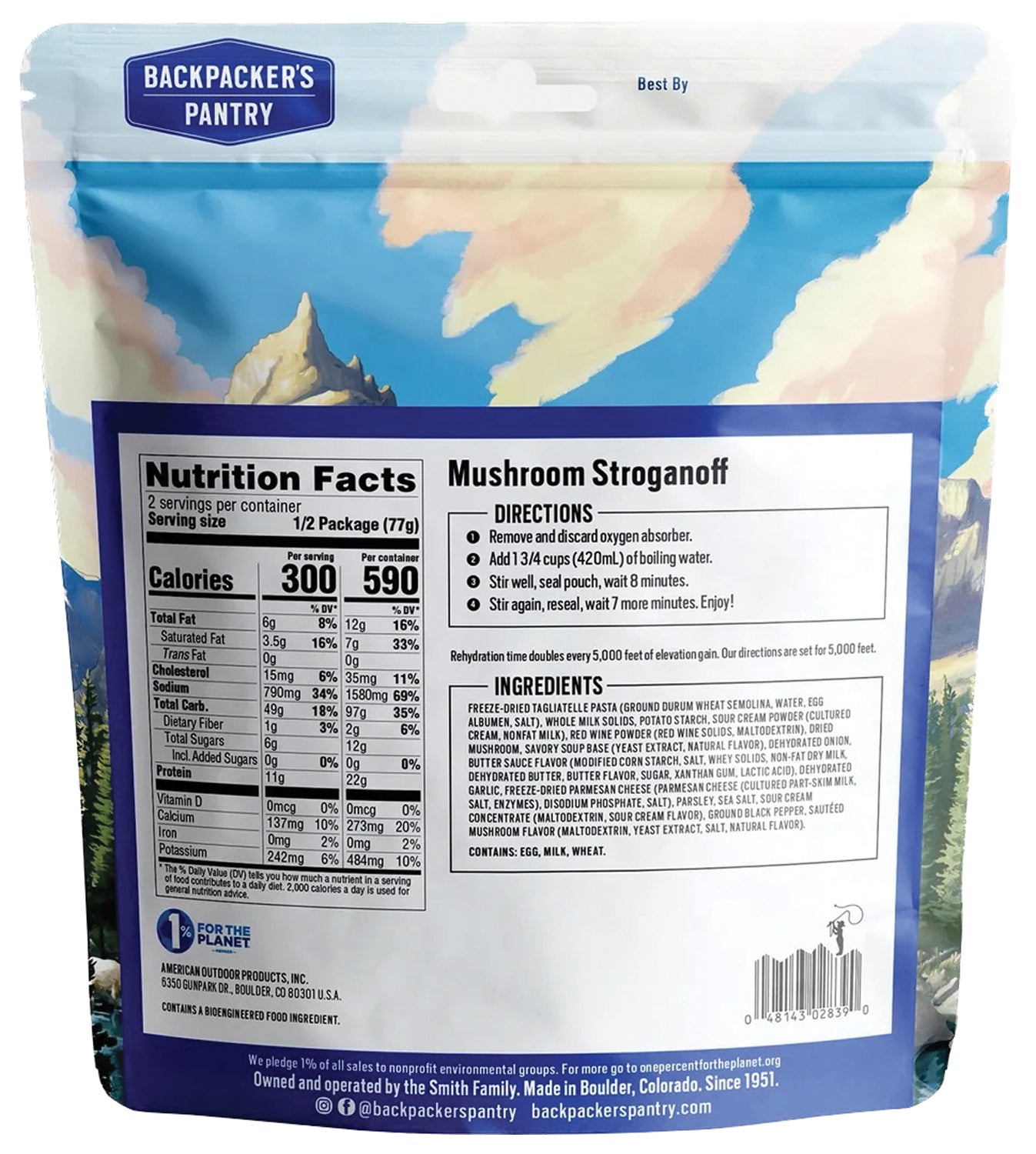 Backpackers Pantry Mushroom Stroganoff - Freeze Dried Backpacking Meal for 2 - Lightweight Camping Food for Hiking & Outdoor Adventures