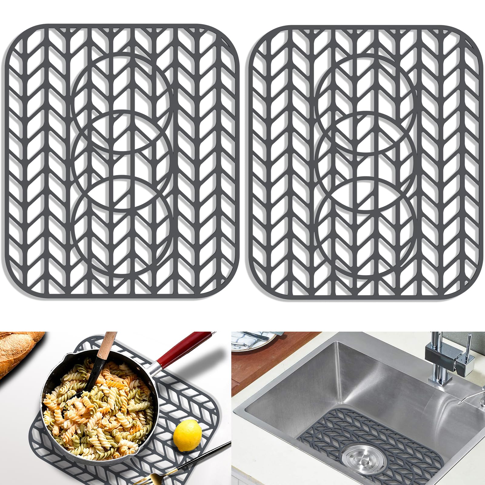 GUUKIN Non-Slip Silicone Sink Protector Mat - 13 5/8