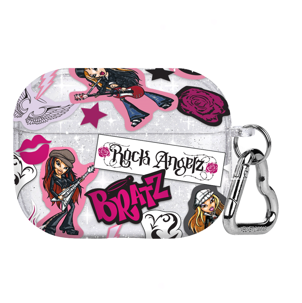 Bratz Rock Angelz Glitter AirPod Case for Apple AirPods 1/2/3 & Pro - Trendy Protective Cover with Sparkle Design - Perfect for Teens, Music Lovers & Fashion Accessories