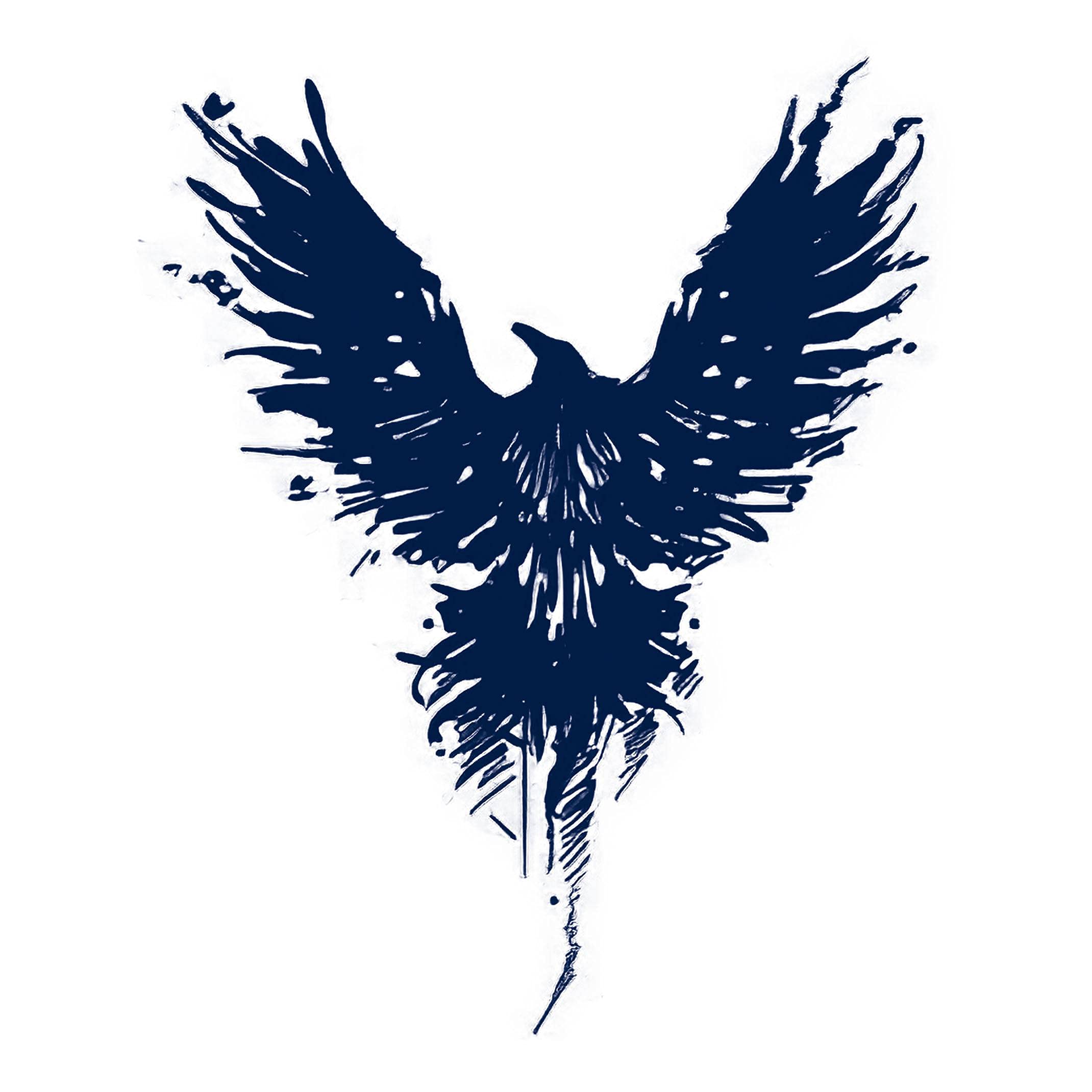 Realistic Semi-Permanent Crow Tattoo Stickers - Lasts 1-2 Weeks - Navy Blue Flying Raven Design for Men & Women - Perfect for Chest, Neck & Arm - Great for Halloween, Cosplay & Gothic Fashion (4 Sheets)