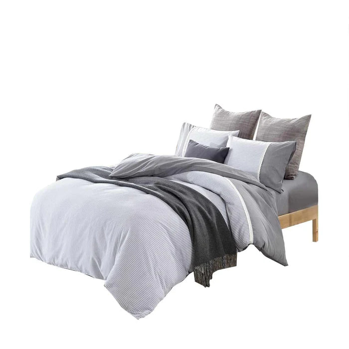Riverton Striped Cotton 3-Piece Duvet Cover Set - King Size Bedding with Pillowcases - Soft Breathable Comforter Cover for Modern Bedroom Decor