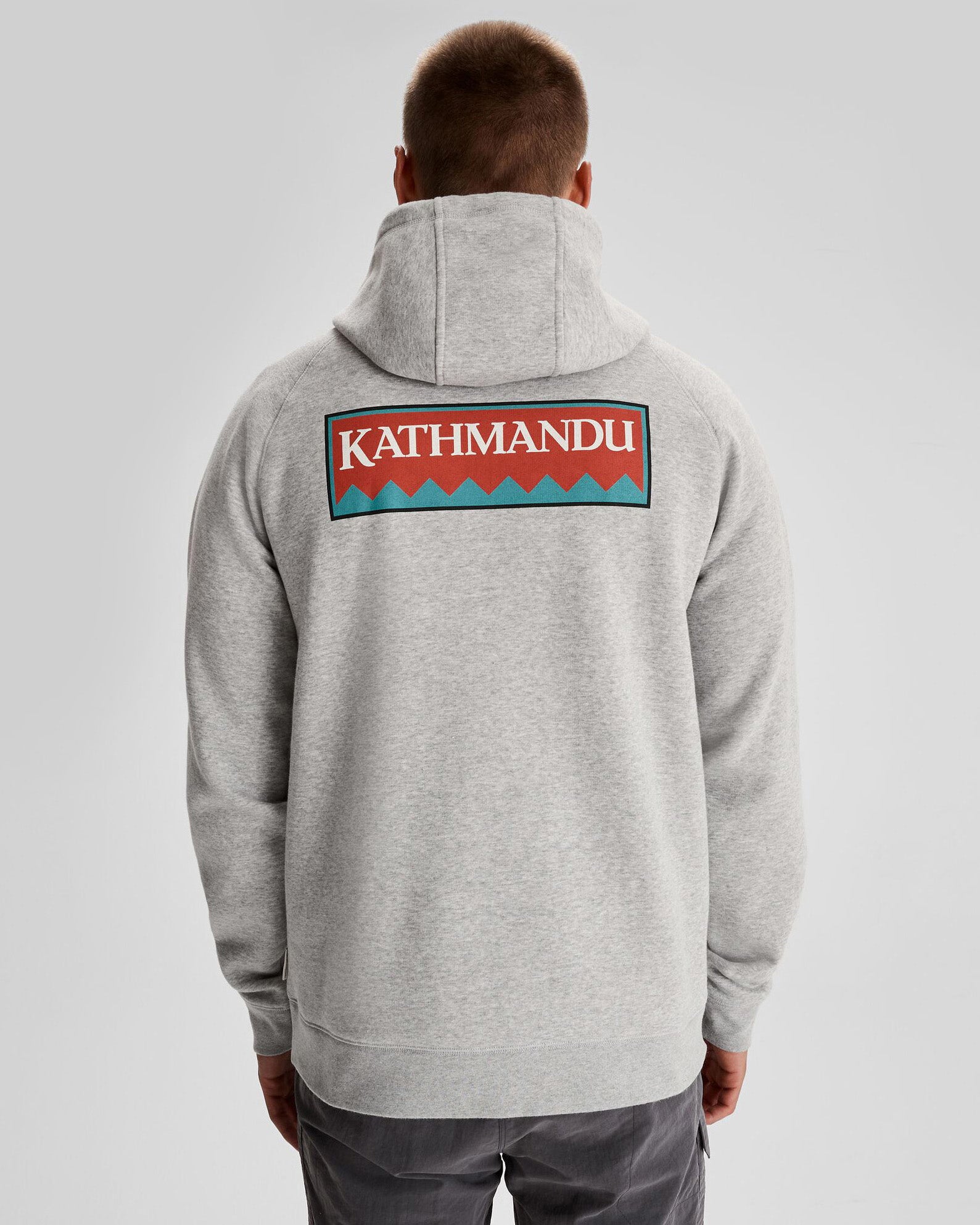 Men's Kathmandu Heritage Logo Slouchy Hoodie - Light Grey Marle | Cozy Pullover Sweatshirt for Casual Wear & Outdoor Adventures