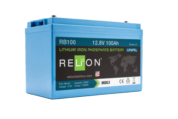 RELION 12V 100Ah LiFePO4 Deep Cycle Battery - Perfect for RVs, Solar Power Systems & Marine Applications | RB100