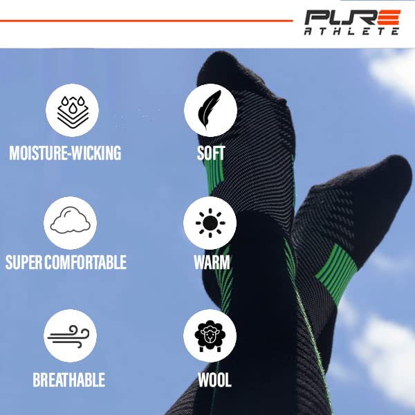 Premium Wool Compression Ski Socks - Thermal Boot Socks for Skiing, Hiking & Hunting | Ultra Warm & Supportive for Cold Weather Activities | Perfect for Winter Sports & Outdoor Adventures