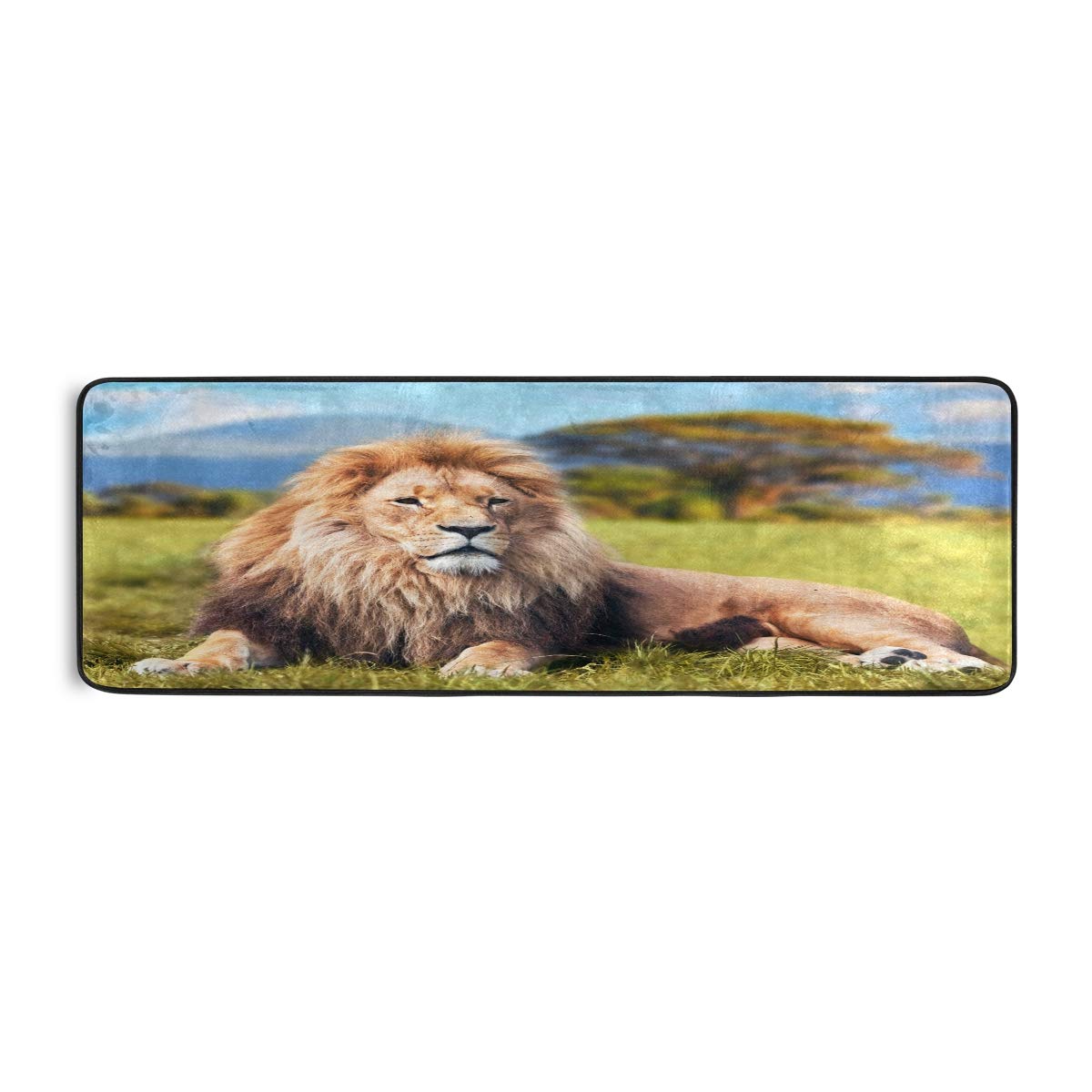 ALAZA Lion Landscape Nature Scenery Collection Area Rug - 2' x 6' Non-Slip Floor Mat for Living Room, Bedroom, Kitchen - Perfect for Home Decor, Pet Play Area & Kids Room