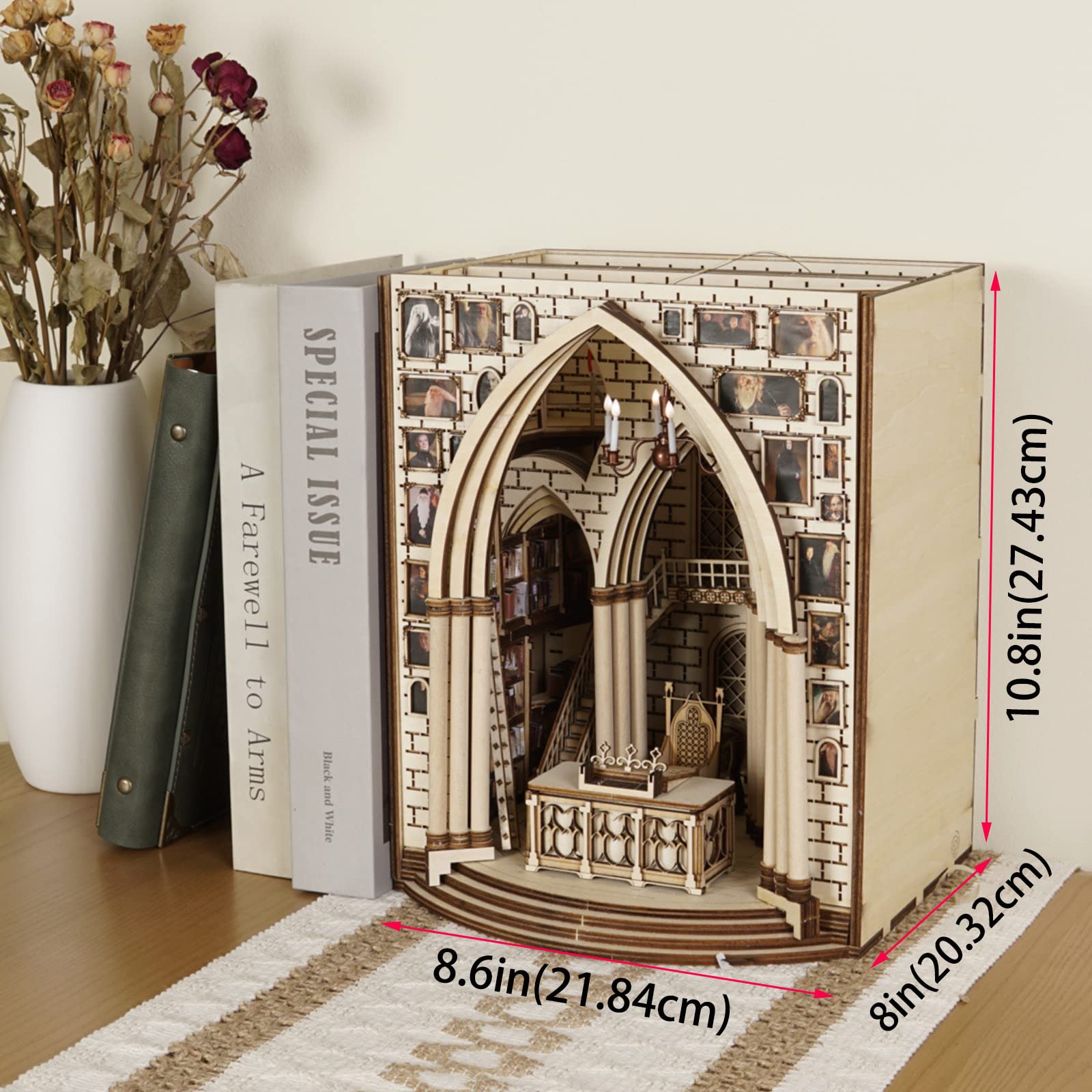 3D Wooden LED Book Nook Kit - Creative DIY Bookshelf Insert & Decorative Bookend for Adults | Perfect Room Decor Gift for Teens, Women & Men | Ideal for Office, Library & Home Decor