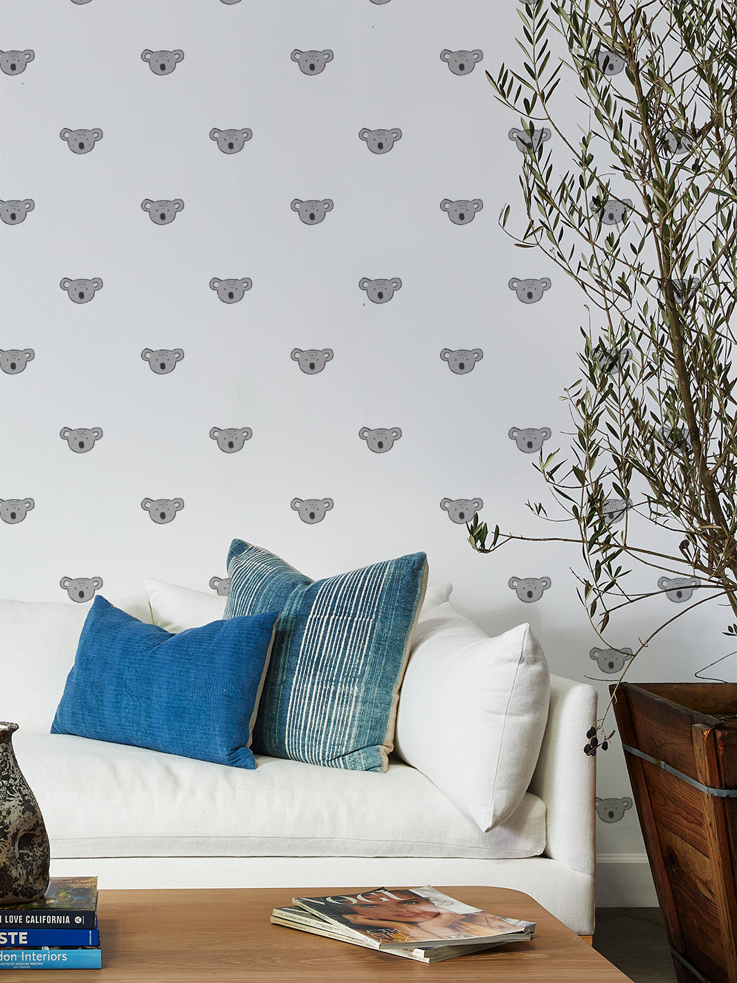 Koala Wallpaper by Tea Collection - Premium White Wallpaper for Nursery, Kids Room & Home Decor