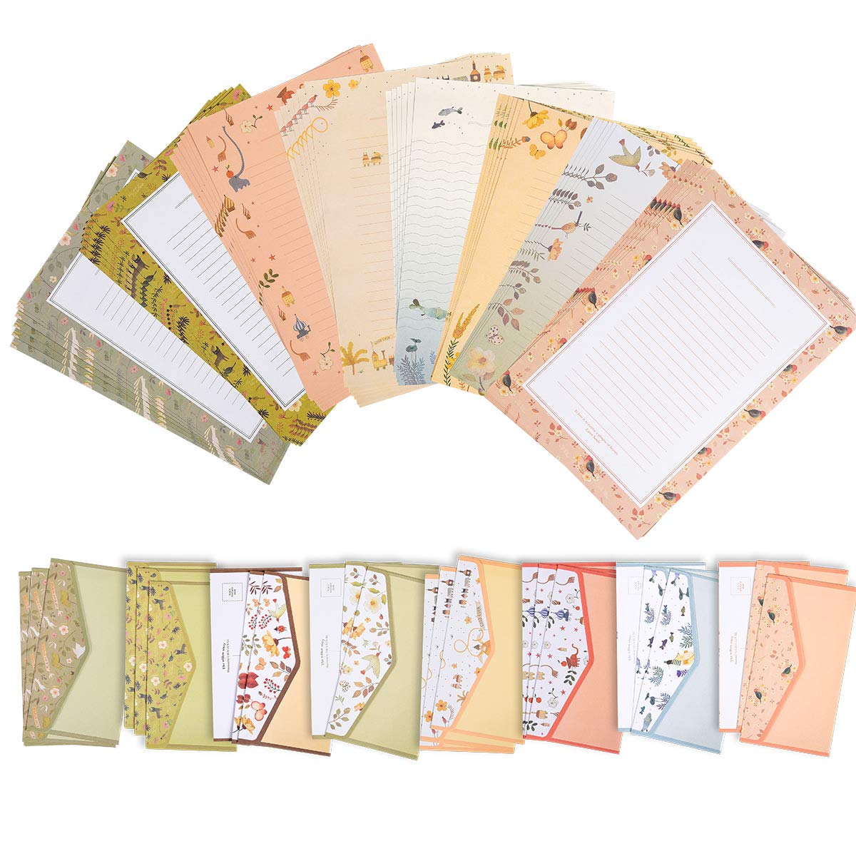 A5 Lined Stationery Paper and Envelopes Set - 48 Sheets Letter Writing Paper with 24 Envelopes, Floral Design for Cute Notes, DIY Crafts, and Printer Use - Perfect for Journaling, Scrapbooking, and Gift Wrapping