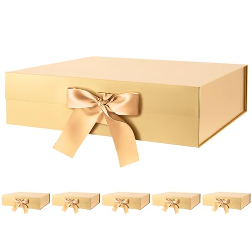 Silk Gold-Ribbon-13x9.7x3.4 Inches-Pack of 6