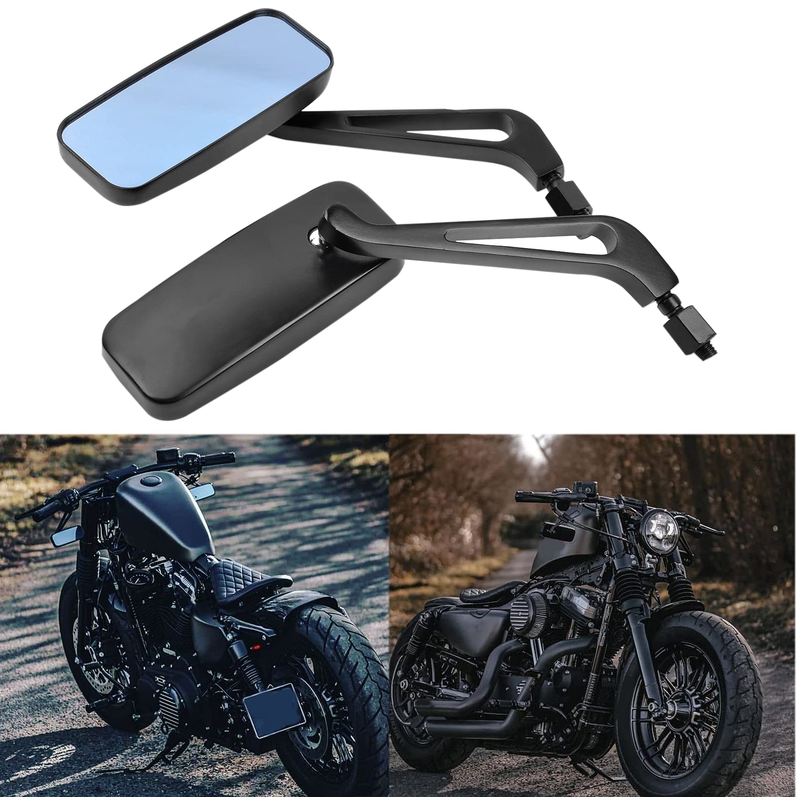 Black Motorcycle Side View Mirrors for Harley Davidson Sportster 883 & 1200 | Street Glide Compatible | Enhanced Safety & Style for Cruiser Riders