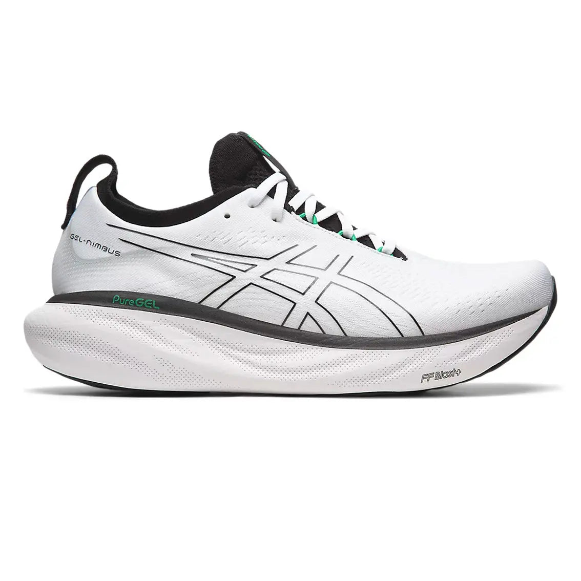 ASICS GEL-Nimbus 25 Running Shoes for Men - White/Black - Lightweight Cushioned Sneakers for Jogging, Gym Workouts & Daily Wear