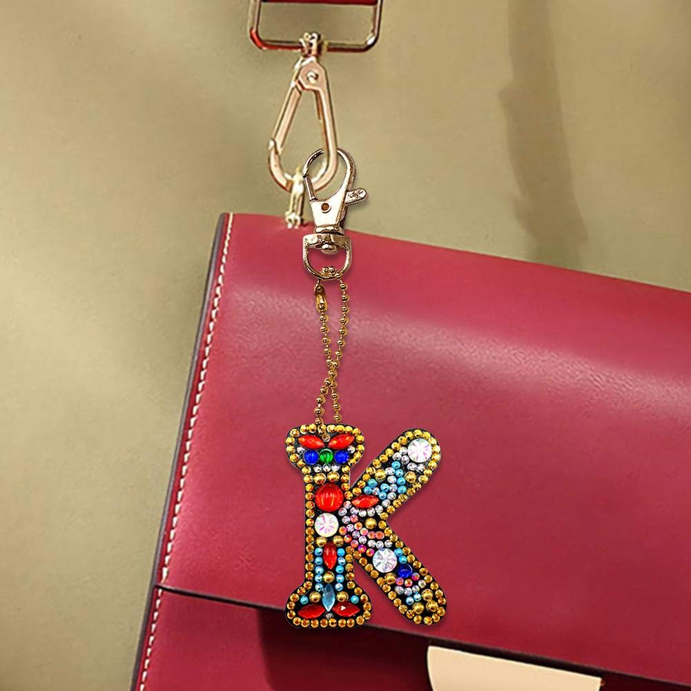 5D Diamond Painting Keychain Kit - DIY Full Drill A-Z Letter Keychains with Crystal Rhinestones, Mosaic Art by Number for Adults | Perfect for Gifts, Home Decor & Craft Projects