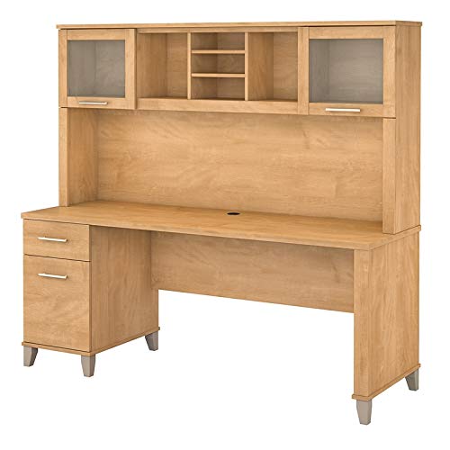 Scranton & Co Somerset 72W Maple Cross Office Desk with Hutch - Stylish Home Office Furniture for Work & Study