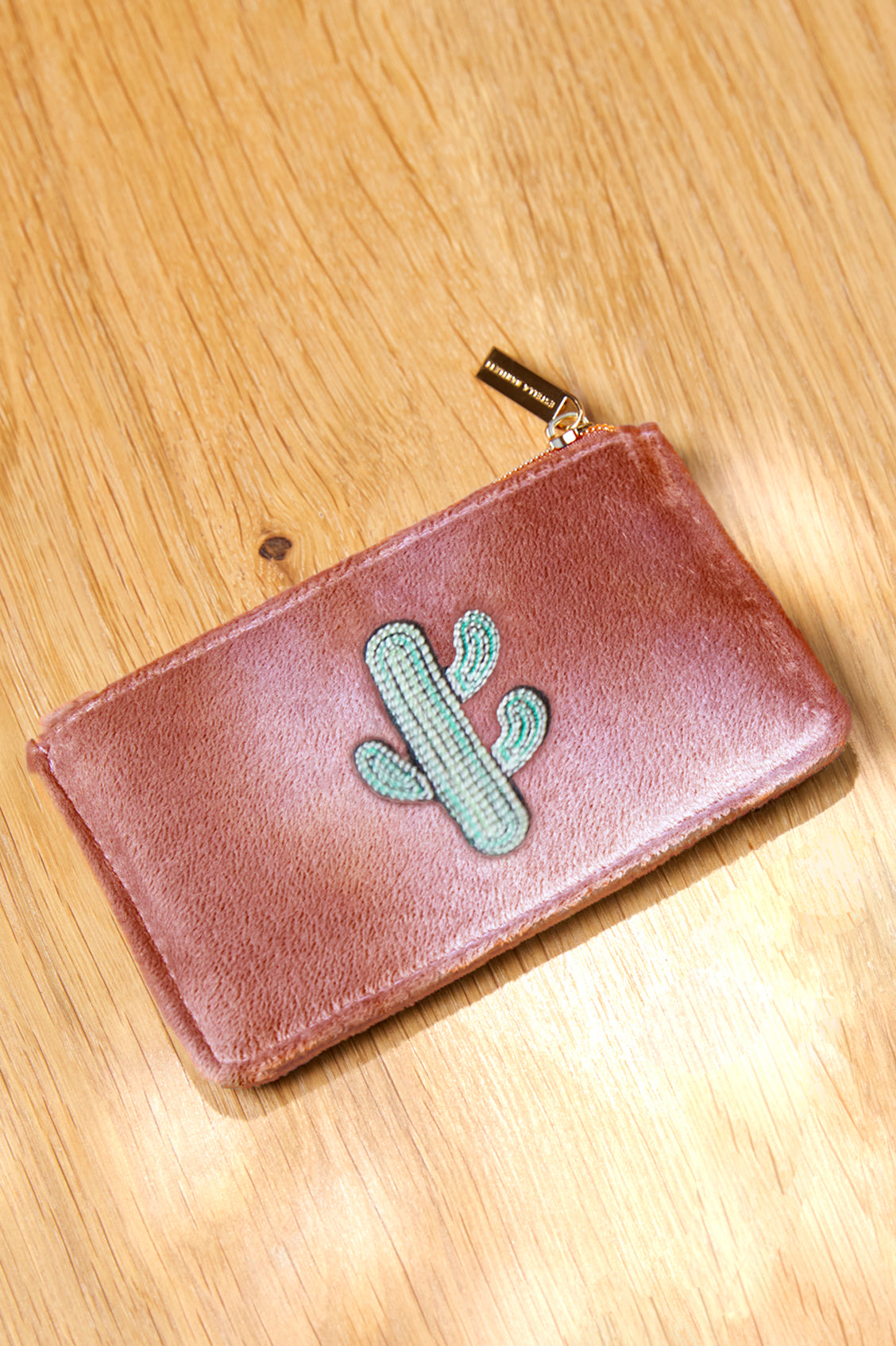 Embroidered Cactus Card Holder Wallet - Cute Zippered Coin Purse for Women - Perfect for Travel, Shopping & Everyday Use