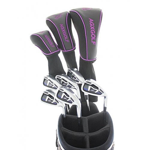 **Women's Complete Golf Club Set (Purple) - 460cc Driver, 3 Wood, 3 Hybrid, 5-9 Irons, Pitching Wedge & Stand Bag - Petite/Regular/Tall Sizes | Perfect for Beginners & Casual Golfers | Ideal for Driving Range & Course Play**