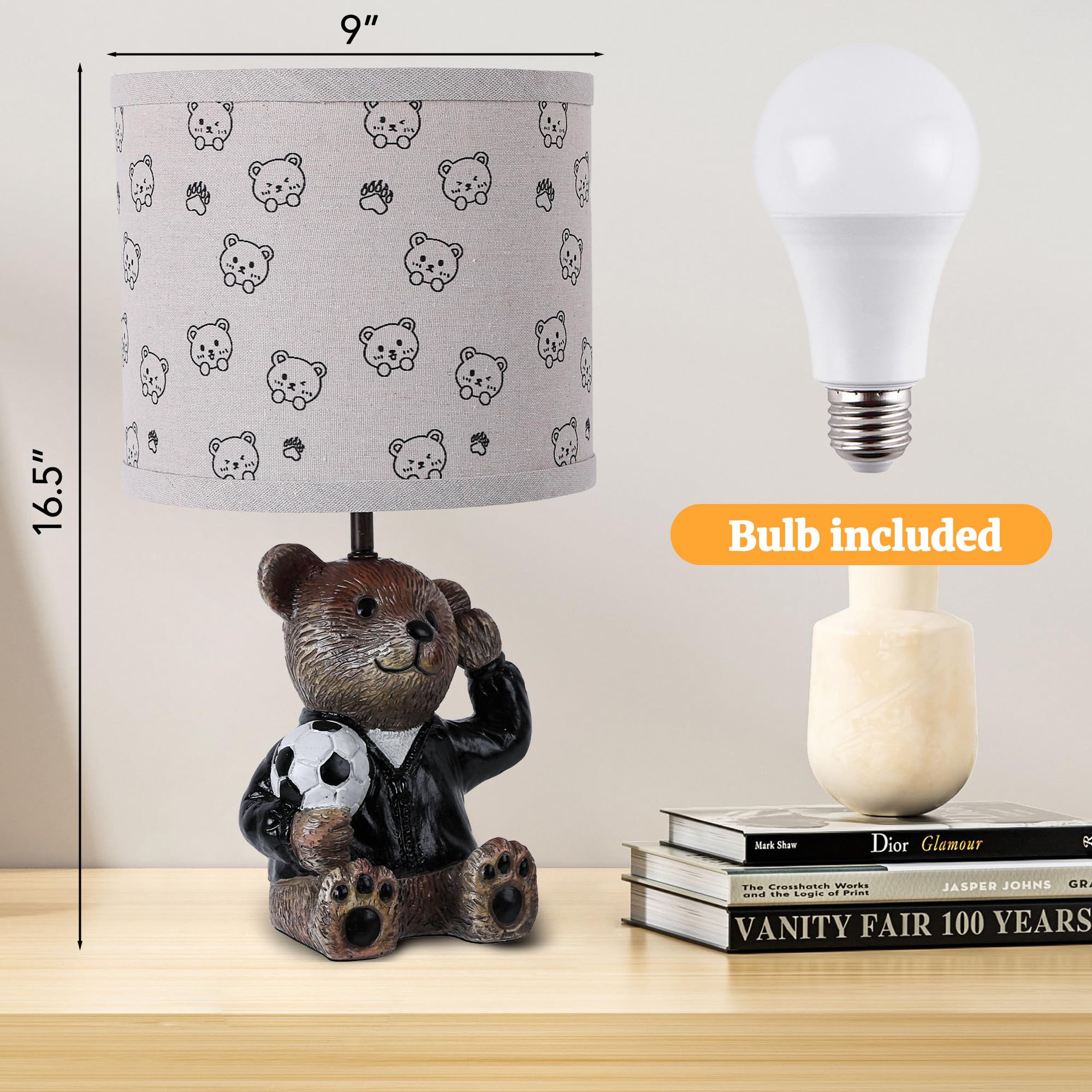 Cute Small Animal Table Lamp for Bedroom - Nightstand & Nursery Lamp for Kids, Mini Desk Lamp with Lampshade for Boys & Girls (Bulb Included, Brown) - Perfect for Bedtime Reading, Study & Decor