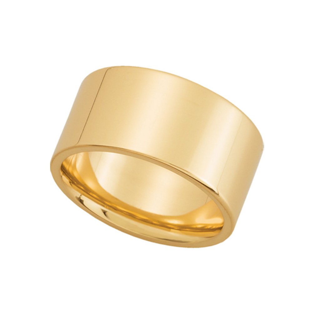 10mm Black Bow Flat Comfort Fit Wedding Band in 14k Yellow Gold - Perfect for Men's & Women's Engagement & Anniversary Rings